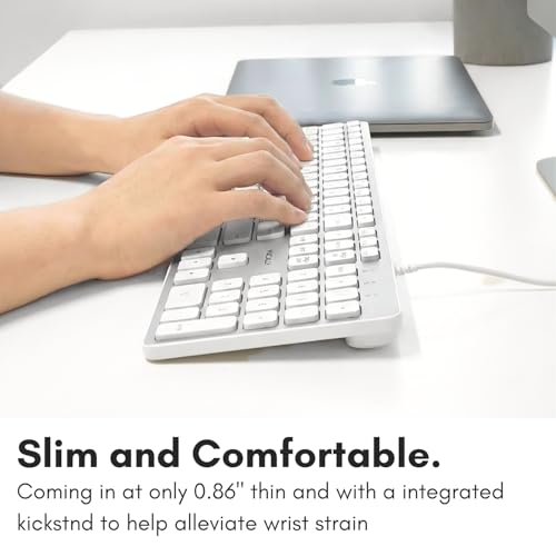 Image of Macally Backlit Wired Keyboard for Mac | Compatible Apple Keyboard with Numeric Keypad | Comfortable All Day Typing, Compatible on MacBook Pro /Air, iMac, Mac mini /Pro - Silver