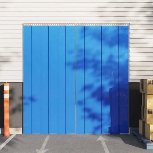 SooIarix Cortina de puerta de PVC azul de 200 mm x 1,6 mm, tira de 50 m de longitud, resistente a la intemperie, translúcida, ahorro de energía, versátil para interior y exterior, reduce el ruido y