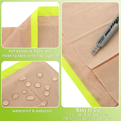 Image of 6 Pack Masking Paper for Painting 18 Inch x 50 Feet Painters Paper Tape and Drape Paint Masking Paper Painters Masking Paper Roll for Car, Painting, Auto Body, Floor Protection