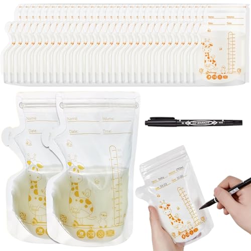 Recipientes Almacenamiento Leche Materna,30 piezas,50ML Bolsas Leche Materna,Bolsas Almacenar Leche Materna Sin BPA,Bolsa Congelación Leche Materna Bolsas Recoger Leche Materna Recolector