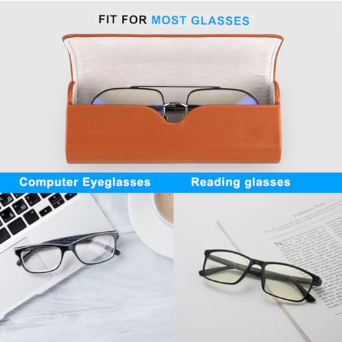 Image of RayLove Hard Shell Glasses Case, Lightweight Leather Eyeglass Case, Travel-Friendly Sunglasses Protector for Men & Women