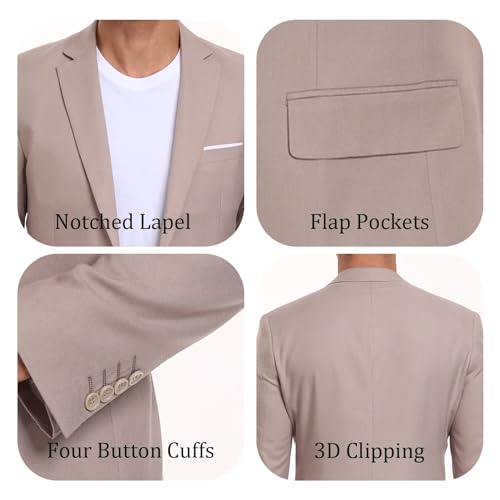 Mens Blazer One Button Slim Fit Suit Jacket Lightweight Business Wedding Prom Casual Sport Blazer2