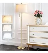 Gold Floor Lamp for Living Room, Modern Standing Lamp 55-67" Height Adjustable Brass Tall Floor L...