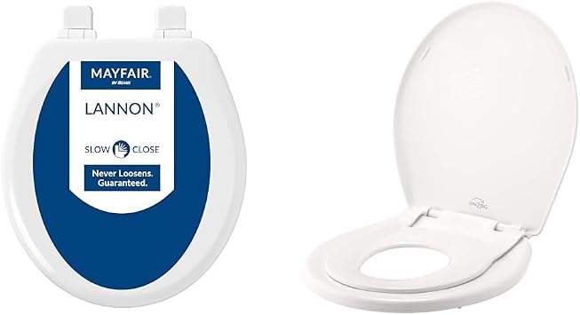 Mayfair 843SLOW 000 & Little2Big 81SLOW 000 Toilet Seats with Slow-Close, Never Loosen, and Built-In Potty Training