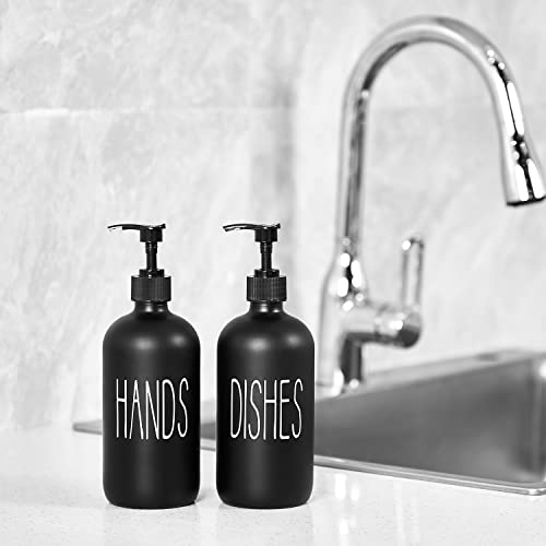 COHOSEGE Glass Soap Dispenser Set 2 Pack,Contains Hand and Dish Soap Dispenser.Premium 16 Oz Black Kitchen Soap Dispenser Set for Kitchen Sink and Farmhouse Decor - Image 7