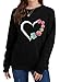 Sunidol Womens Dog Mom Sweatshirts Dog Paw Print Heart Print Color Block Long Sleeve Crewneck Pullover Casual Blouse Tops Black M