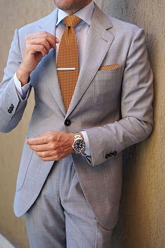 Image of HISDERN Plaid Ties for Men Classic Checkered Tie and Pocket Square Cufflinks Tie Clip Set Woven Men's Necktie Business
