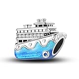BEVALY Anchored Cruise Ship Charm Fit for Pandora Bracelets and Necklaces 925 Silver Bead Jewelry Festival Gift for Women