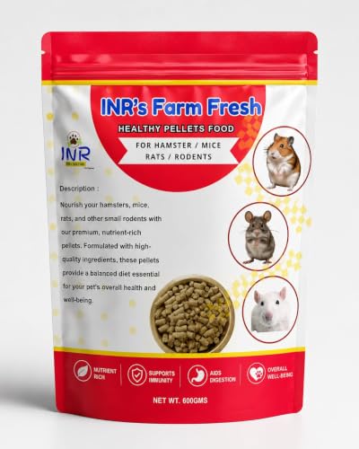 Image of INR's Farm Fresh Healthy Pellets Food for Hamsters, Rats, Mice & Rodents - 240g | Omega 3 & 6 | Multi-Grain & Vitamin-Rich | High-Fibre Diet | Balanced Pellet Feed for Small Pets - All Life Stages