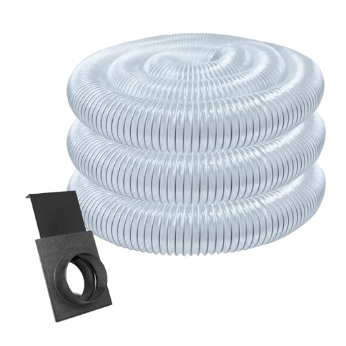 POWERTEC 70387 4" x 20' PVC Dust Collection Hose with 4" Blast Gate for