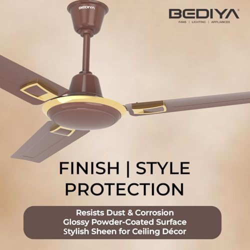 Image of Marut Pro Plus Eco Deco 36'' Ceiling Fan 900mm | 52W Copper Motor | High Air Delivery 165 CMM | 650 RPM Speed | Glossy Finish | 2-Year Warranty | BEE Star Rated | Choco Brown