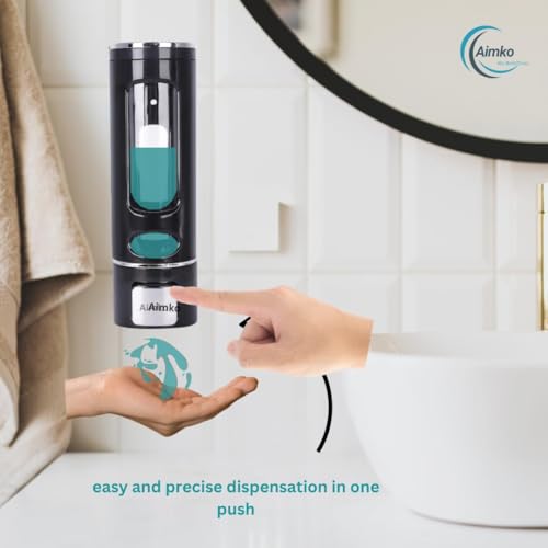 Image of 400 ML Wall Mounted Soap Dispenser | ABS Material with Transparent Liquid Indicator, Ideal Hand Wash Dispenser Bottles | Ideal for Wash Basin or Kitchen Sink | Home | Office (Black)
