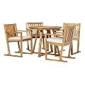 Walker Edison Itha 5-Piece Slat-Back Solid Wood Outdoor Dining Set, Set of 5, Natural