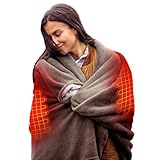 ActionHeat 7V Battery Heated Plush Throw Blanket – Battery-Operated Winter Essential – Up to 6.5+ Hours Warmth Taupe