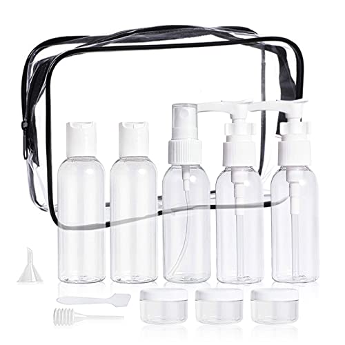 VIKSAUN 12 Pièces Bouteilles de Voyage, Flacons de Voyage, Trousse de Toilette Transparente, Sac Cosmétiques Sac de Toilette Contenants de Voyage Rechargeables pour Voyage, Cosmétiques (Noir) Cover