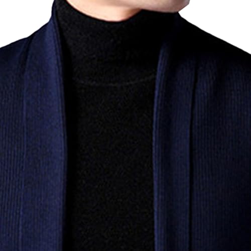 Men's Shawl Collar Knit Sweater Open Front Long Outerwear Ribbed Casual Soft Cardigan with Pockets3
