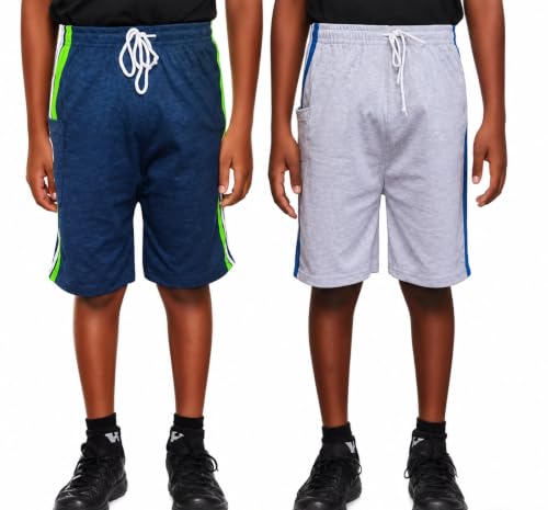 Image of Kids Cotton Blend Shorts Pack of 2 | Breathable Summer Casual Shorts for Boys & Girls with Drawstring Waist, Side Piping, Soft Fabric, Playwear & Outdoor Comfort