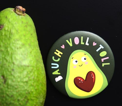 HappyLife Einfach Magnetisch, hochwertig verarbeiteter Magnet, EIN echter Hingucker, optimale Haftkraft und EIN schmales Design (Bauch voll toll Avocado)