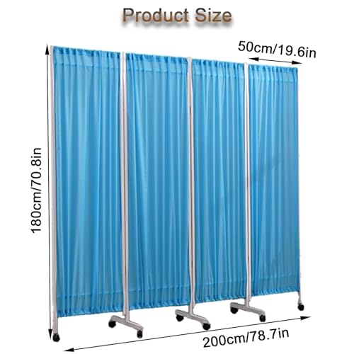 Paravent médical compact à 4 volets pliables hauteur 180 cm bleu - 8