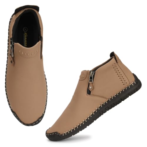 Image of Kraasa Men's Stylish Trendy Sneakers | High Tops Synthetic Side Zipper Casual Shoes | Ultra Soft Cushioned Insole | Airmix Sole Footwear