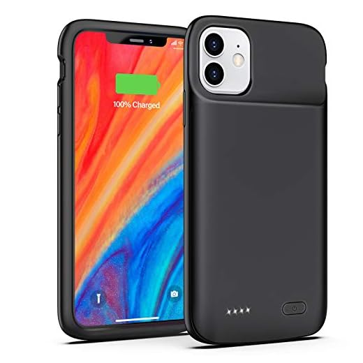 iPhone 11 Battery Case, 5000 mAh Rechargeable Extended Battery Charging Case for iPhone 11, Portable Protective Charger Case Compatible with iPhone 11(6.1 inch) by OMEETIE (Black)