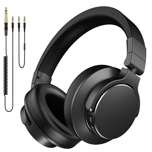 syndesmos Professionelle Studio Kopfhörer, Over Ear Kopfhörer mit Kabel, 6.35 & 3.5mm Klinke, 50mm Treiber, DJ & Monitoring Kopfhörer, DJ Headphones für Studio, Podcast, Handy, PC, E-Drum Gitarre