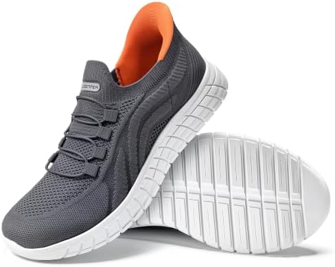 Sosenfer Herren Slip On Sneaker mit Elastschnürung Leichte Mesh Schuhe | Atmungsaktive Schuhe Herren, bequeme Passform und flexible Sohle für Alltag, Freizeit, Spaziergänge und Rei
