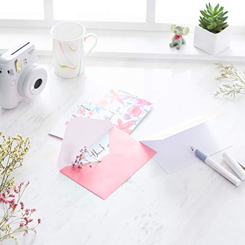 Image of Amazon Basics Thank You Cards and Envelopes, 48 Count, Floral Assorted Designs