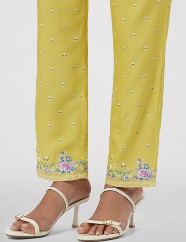 Image of W for Woman Women's Slim Fit Mid Rise Strechable Slim Pants | Trousers