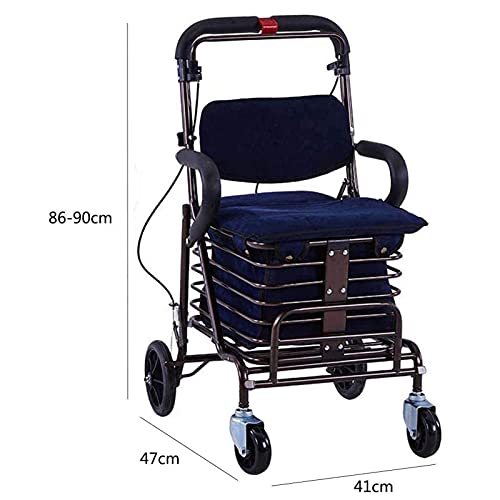 Einkaufstrolley, Leicht, Rollator, Zusammenklappbar, 4 Räder, Einkaufstrolley, Aufbewahrungstasche Mit Sitz… – Bild 3