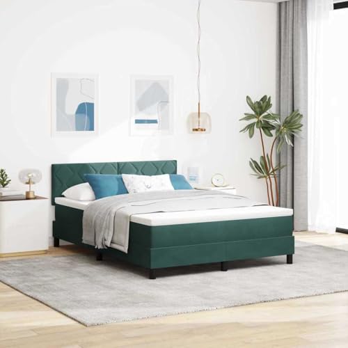 QZZCED Cama con Somier de Terciopelo Moderna, Cabecero Ajustable en Altura y Colchón de Firmeza Media con Muelles Ensacados para Dormitorio Adulto, Marco Robusto de Madera y Textura