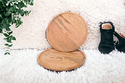 Alpha Living Home Wood Plate,Wood Charger Plate,Charger Dinner Plate,Dinner Plate,Plate Set,Wood Charger,Wood Charger Dinner Plate,Wooden Salad Plate,Appetizers- Set Of 2 Measure 12 Inches - Natural #TOP4