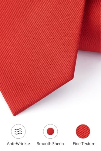 Image of HISDERN Mens Ties Solid Color Ties for Men Formal Necktie with Pocket Square Set Satin Silk Neck Tie Handkerchiefs Set