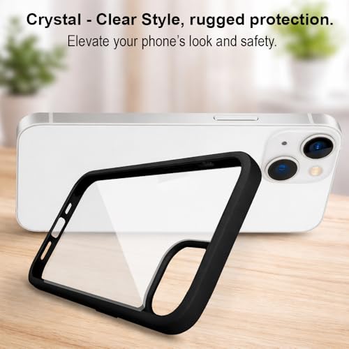 Image of amazon basics Shockproof Ultra Hybrid Back Cover for Apple iPhone 15 | 360 Degree Protection TPU+PC | Crystal Clear Hard Back | Transparent Back Case for Apple iPhone 15 (Black Bumper)