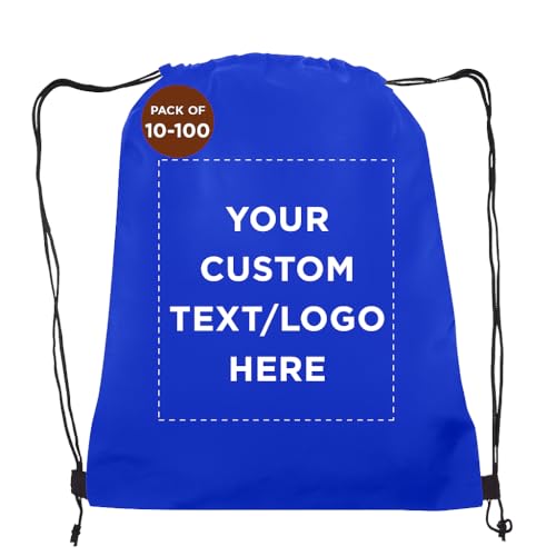DISCOUNT PROMOS Custom Non-Woven Drawstring Backpacks Set of 1/10/50/100, Personalized Bulk Pack