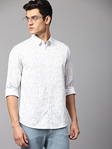 Image of Dennis Lingo Men's Navy Slim Fit Cotton Casual Shirt