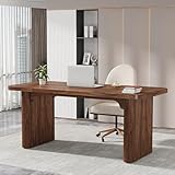 Tribesigns 62' Executive Desk, Large Office Computer Desk with Double Pedestal, Modern Simple Style Rectangle Writing Table for Home Office (Dark Brown)