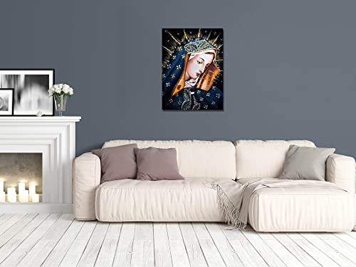 Alternative view of Framed Wall Decor Catholic icon of the Mary Picture Jesus Christ Canvas Art HD Print Wall Art Oil Painting for Office Living Room Decoration Christian Poster with Frames Ready to Hang(12''Wx16''H)
