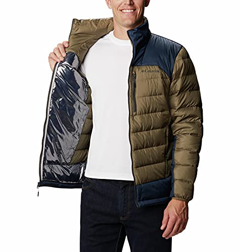 Columbia Jaqueta masculina Autumn Park Down, verde pedra/azul marinho, 3GG