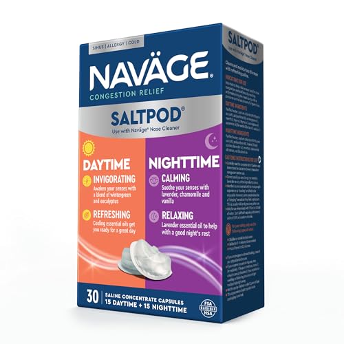 Navage Daytime & Nighttime SaltPods 30-Packs (15 Each Variety) - Salt Pod Refills Only - Exclusively Designed for The Nose Cleaner - Day/Night Sinus Rinse for Better Breathing Around The Clock