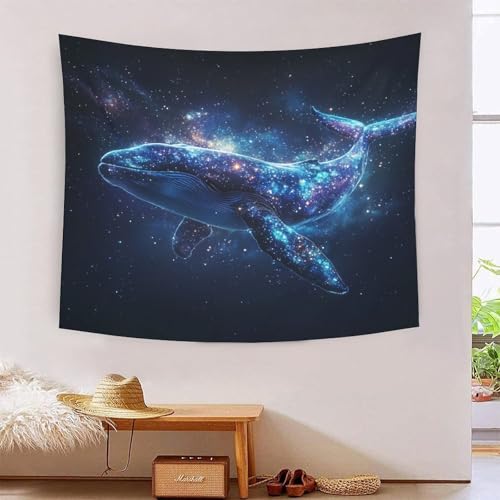 Tapisserie murale baleine 3D en polyester doux pour deco chambre enfant