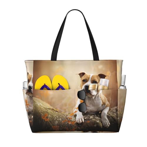 Sac fourre-tout American Staffordshire Terrier grand sac de plage bandoulière femme