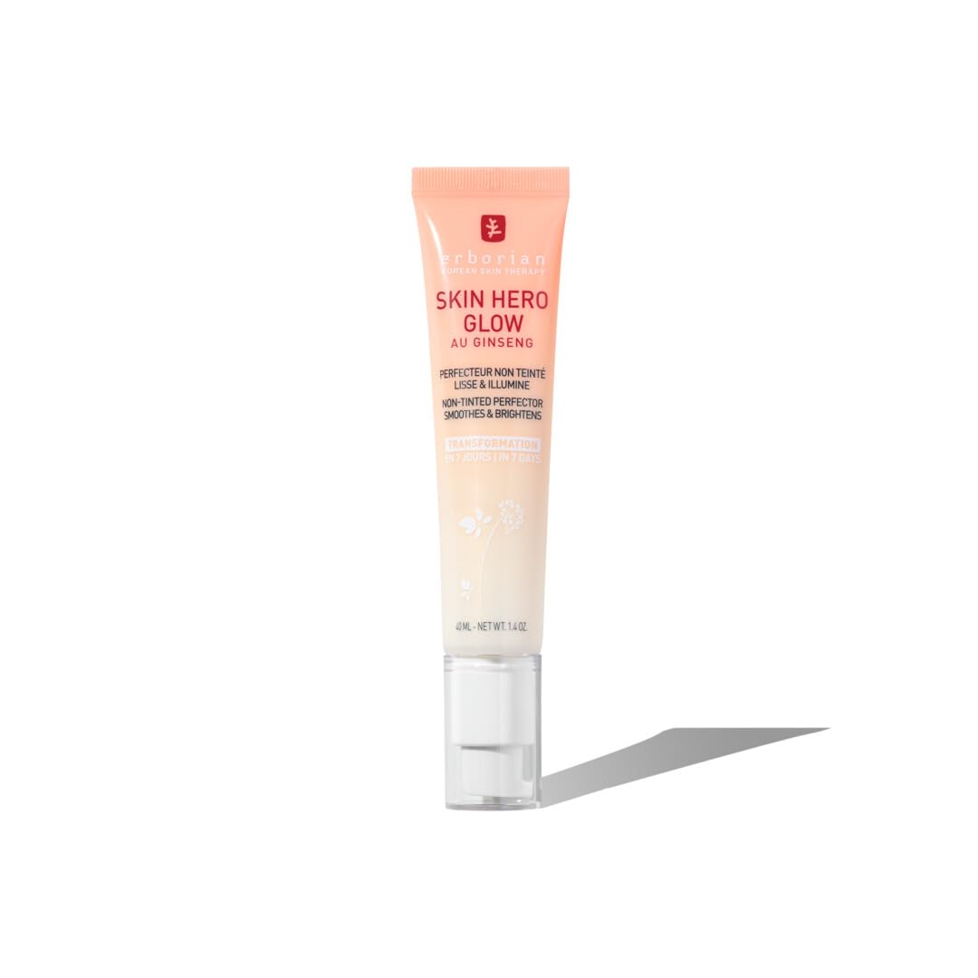 Erborian - Skin Hero Glow - ungetönter Hautperfektionierer + 7-Tage-Glanzbooster - Glass Skin-Effekt - Leichte Textur - Koreanisches Kosmetikprodukt - 40 ml