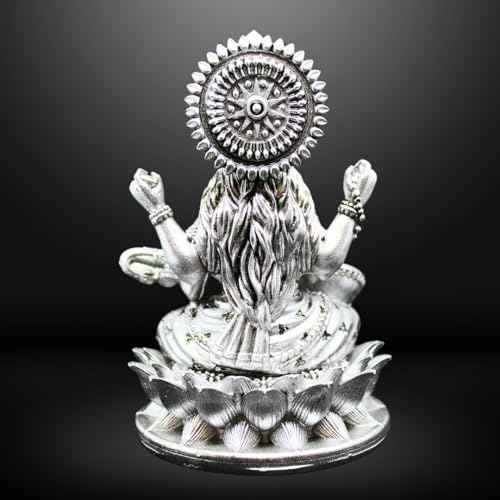 Image of Saraswati Devi Idol 4.5 inch Material Polystone Statuen Painted Brass, Antique Silver & White Finish Veena Vadini Maa Saraswati Murti Vasant Panchami for Home & Office Decor (Antique Silver)