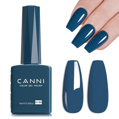 Image of CANNI 9ml Dark Dusk Blue Gel Nail Polish, High Gloss UV LED Soak Off Gel