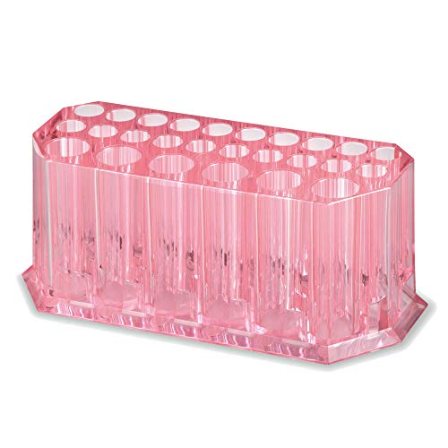 byAlegory Acrylic Makeup Finger Nail Art Tool Organizer 26 Spaces For Storing Beauty Nail Art Kit Tools - Pink Clear