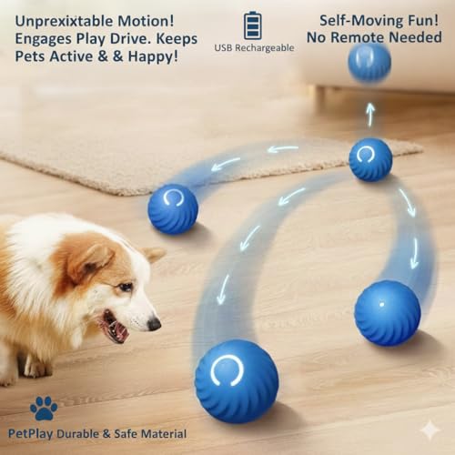 2 Pack USB Rechargeable Smart Dog Toy Ball – Interactive Rolling Pet Exercise Ball with LED Lights, Automatic Motion, Durable ABS Build for Dogs and Puppies - Image 4