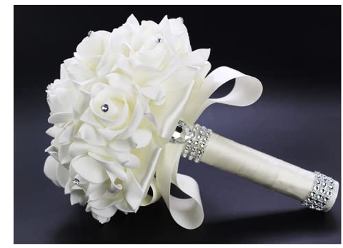 Eldwviz NK-14 Wedding Bouquets For Bride White, Wedding Bouquet Bridesmaid，Bridesmaid Holding Flowers thumb #6