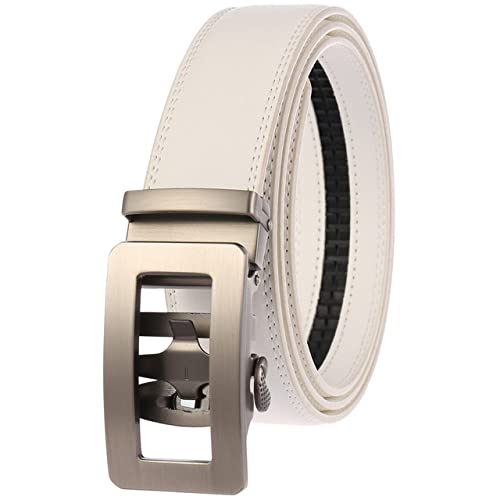 Ceinture cuir homme grande taille 130-160 cm blanche à boucle automatique
