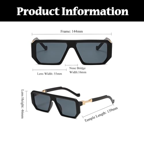 LJCZKA Vintage Flat Top Sunglasses Women Men 70s Classic Retro Square Sun Glasses Oversized Trendy Luxury Sunglasses3